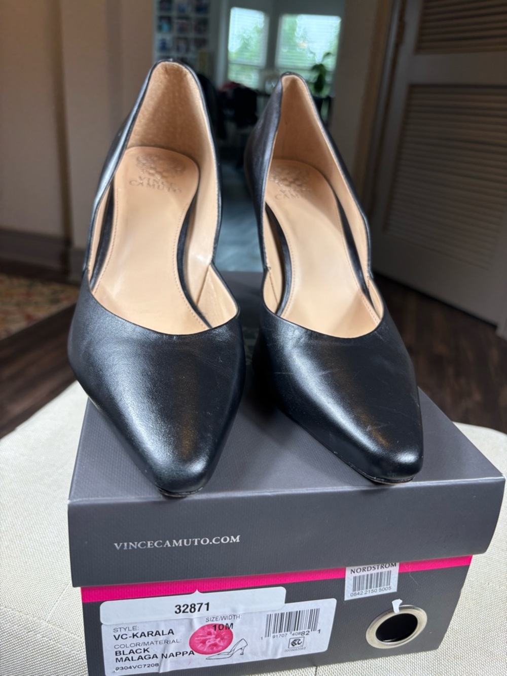 Vince Camuto Karala Black Nappa Leather Pointed Toe Pumps Size 10M